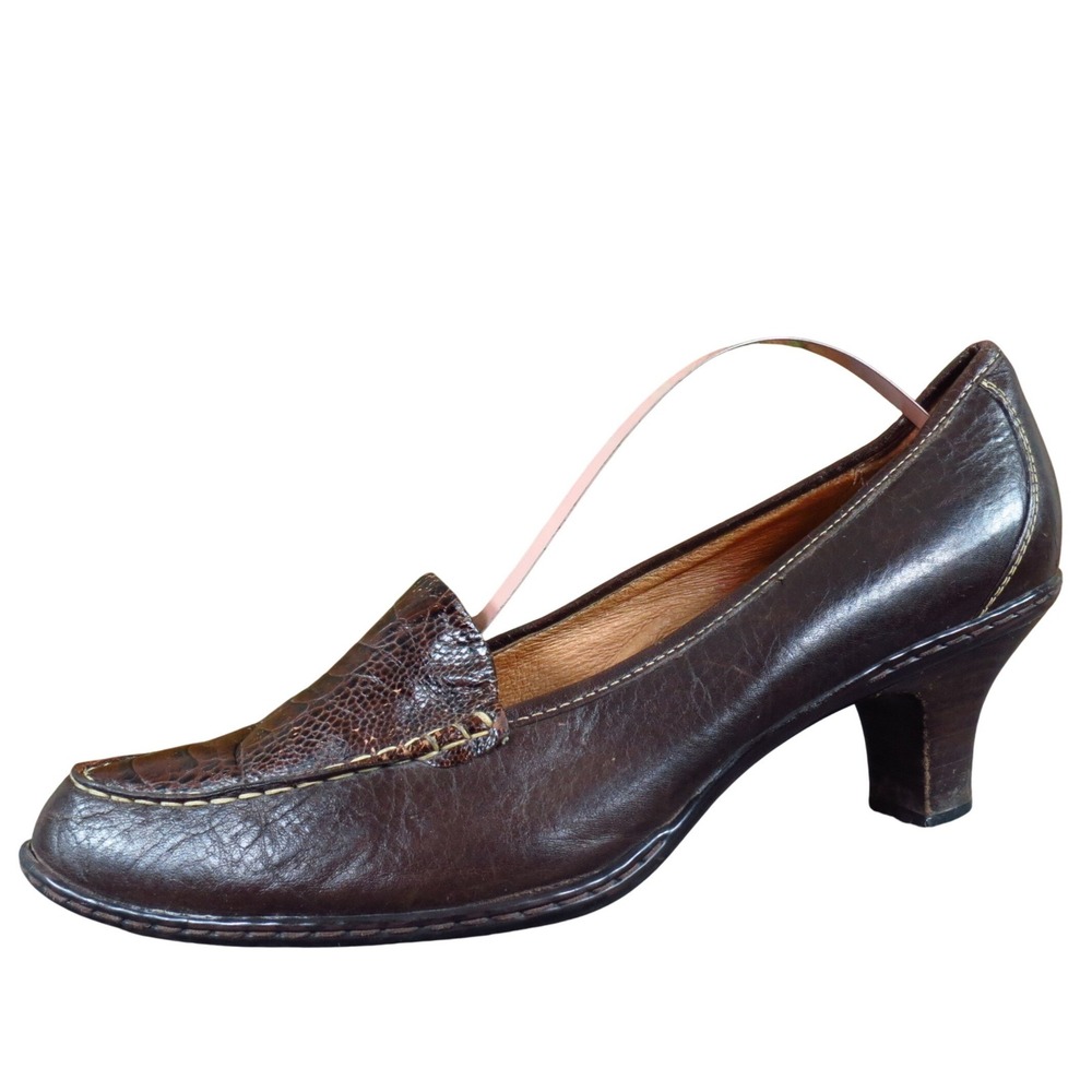 Sofft Dark Brown Leather Mid-Heel Loafer